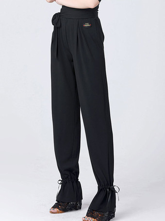 レディース ラテンダンス ボトムス ハイウエスト リボン ダンスパンツ