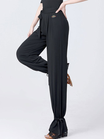 レディース ラテンダンス ボトムス ハイウエスト リボン ダンスパンツ