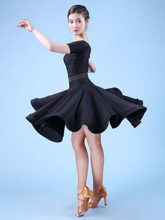 女性用ラテンダンスドレス ボリュームスカート ラテンパークパフォーマンスドレス
