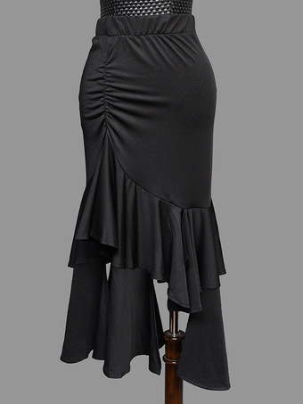 女性用ラテンダンススカート 不規則なプリーツスカート ラテンサンバダンスウェア サルサ