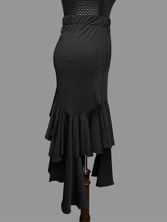 女性用ラテンダンススカート 不規則なプリーツスカート ラテンサンバダンスウェア サルサ