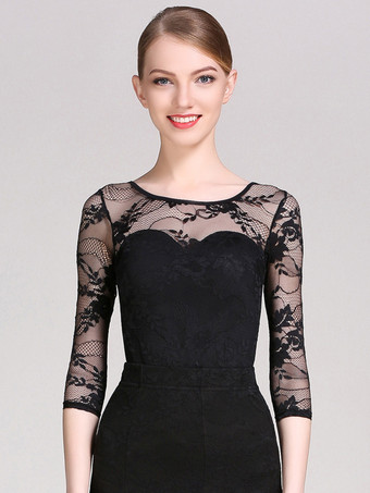 レディースダンスドレス メッシュレースボディスーツ 社交ダンス競技用ドレス