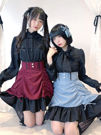 ロリータスカート バックルビームフリル レイヤード パフィースカート