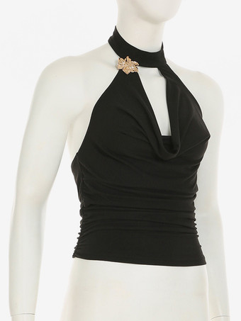 レディース向けブラックツーピースコーデセット Vネッククロップトップとハイスリットロングスカート 2025