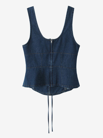 レースアップフロントデニムコルセットトップ（レディース）2025