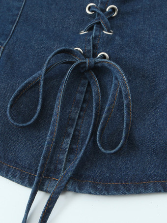 レースアップフロントデニムコルセットトップ（レディース）2025