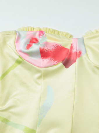 スウィートハートネックラインとフリル裾が特徴的な花柄ビスチェドレス 2025