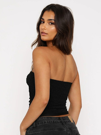 ハート型カットアウトのブラックキラキラビスチェトップス（レディース）2026年