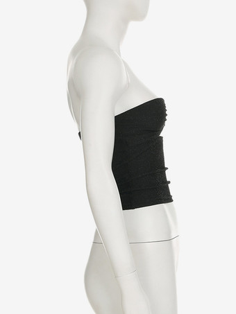 ハート型カットアウトのブラックキラキラビスチェトップス（レディース）2026年