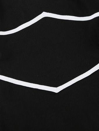 2025年レディース向け長袖コントラストカラーボディコンミニドレス