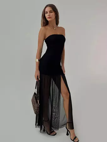 sheer high slit dress Prom A-Line V-Neck Sequin Floor-Length Sequin Dress 811176 by Clarisse 12 / Winterblue