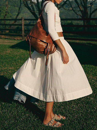 marfil Conjunto bohemio de dos piezas con top corto de manga larga y falda larga 2025