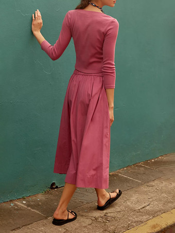 Conjunto bohemio de dos piezas con top corto de manga larga y falda larga 2025