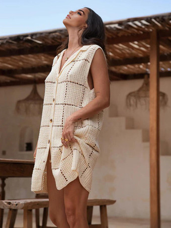 ノースリーブVネックニットミニシフトドレス 2026