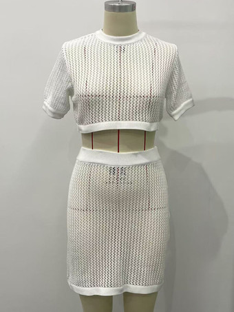 夏のツーピースコーデセット 半袖クロップトップとミニスカート 2025