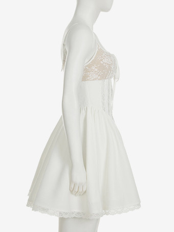 ホワイトレーストリムAラインミニドレス（レディース）2025