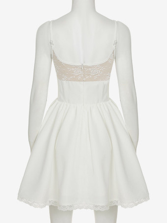 ホワイトレーストリムAラインミニドレス（レディース）2025
