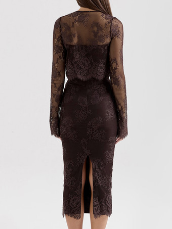 2026年レディース向けシアーボレロ付きノースリーブレースミディドレス