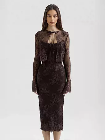 Sleeveless Lace Midi Dress With Sheer Bolero For Women 2026 - Milanoo.com Sleeveless Lace Midi Dress With Sheer Bolero For Women 2026 - Milanoo.com