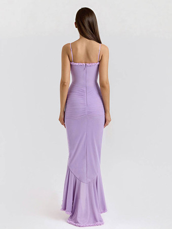 フリルフロントパーティーガウンロングスリップドレス（レディース）2025