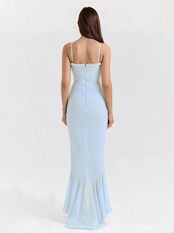 フリルフロントパーティーガウンロングスリップドレス（レディース）2025