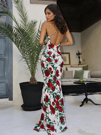 スカーフ付きフローラルマキシドレス ボディコン パーティー スリップドレス レディース 2025