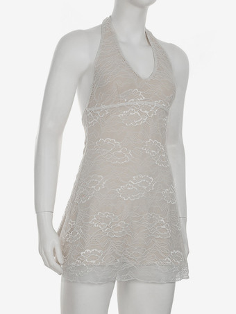 レースホルターネックボディコンミニドレス（レディース）2025