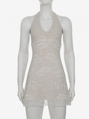 レースホルターネックボディコンミニドレス（レディース）2025