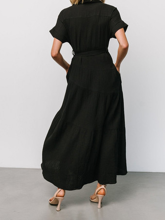 半袖シャツカラーレイヤードマキシドレス（ベルト付き）2025