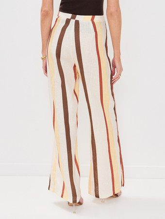 ストライプ柄2ピースコーデセット ノースリーブトップスとルーズレッグパンツ 2025