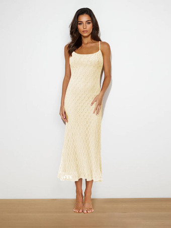 アプリコット2025年夏向けレースミディストラップドレス