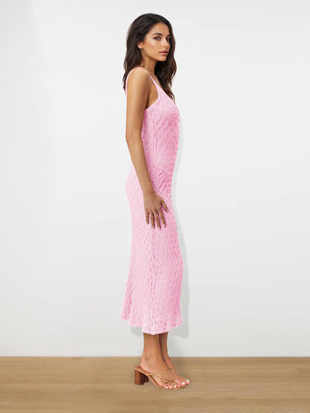 2025年夏向けレースミディストラップドレス