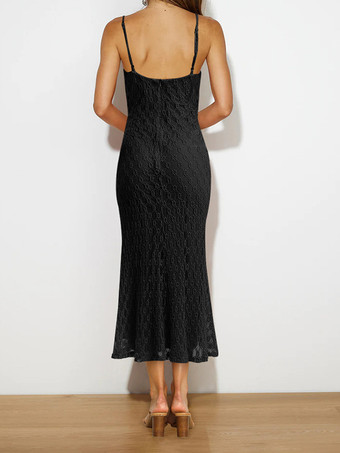 2025年夏向けレースミディストラップドレス