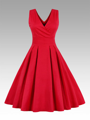  Kleider Blau kreuz und quer 50er jahre mode Rockabilly kleid ärmellos V-Ausschnitt gemischten Baumwollen mit Fashion & Moden