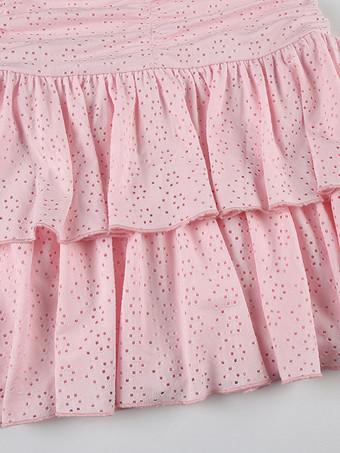 2025年夏にぴったりのソフトピンクのVネックルーシュミニスリップドレス