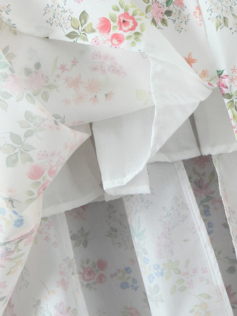 ハートネックとハイスリットが特徴的な花柄ミディドレス 2025