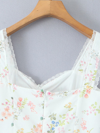 ハートネックとハイスリットが特徴的な花柄ミディドレス 2025