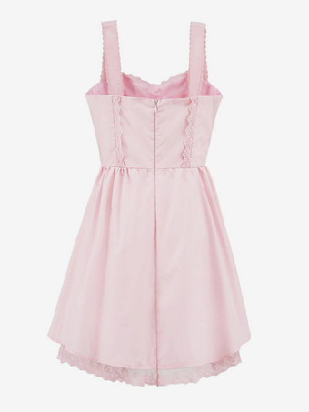 2025年夏にぴったりのソフトピンクのレーストリムミニドレス