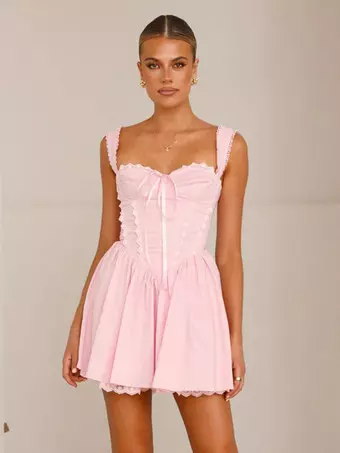 knee length dresses for ladies Summer Romance Pink Floral Mini Dress main image 0