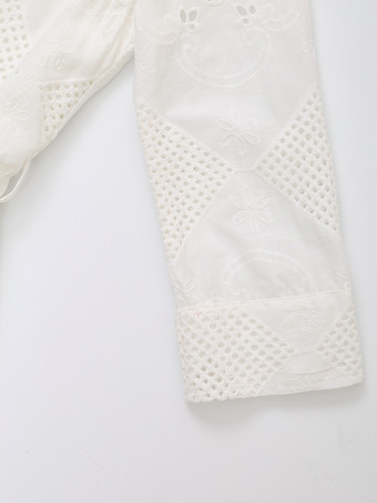 Weißes Midi-Hemdkleid mit hohem Schlitz und 3/4-Ärmeln 2025