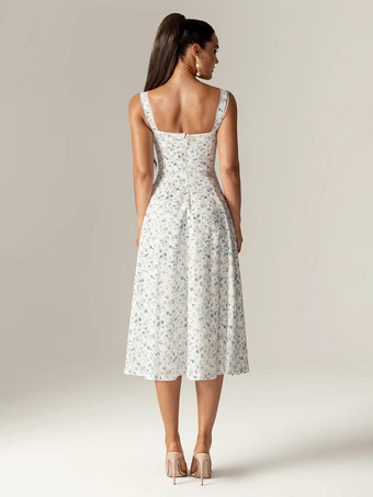 ハイスリット入りフローラルプリントミディドレス 2025