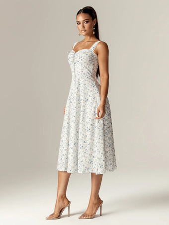 ハイスリット入りフローラルプリントミディドレス 2025