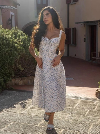 ハイスリット入りフローラルプリントミディドレス 2025