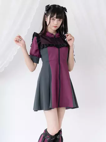knee length dresses for ladies Unif Wednesday mini dress in black velvet with lace color and mesh top –  Kelsid Closet main image 1