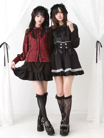 ゴシックロリータブラウスフリル長袖トップスサブカルチャープチかわいいユニフォーム