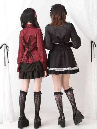 ゴシックロリータブラウスフリル長袖トップスサブカルチャープチかわいいユニフォーム