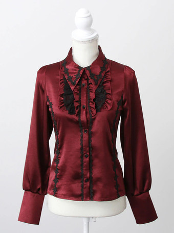 ゴシックロリータブラウスフリル長袖トップスサブカルチャープチかわいいユニフォーム