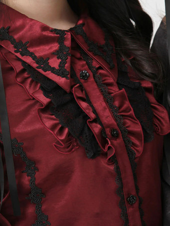 ゴシックロリータブラウスフリル長袖トップスサブカルチャープチかわいいユニフォーム