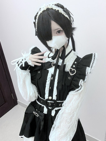   ゴシックロリータドレス フリル 蝶結び レース イレギュラードレス 6色 長袖ドレス