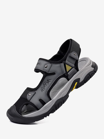 ライトグレー メンズ クローズドトゥ スポーツサンダル レザー アウトドア カジュアル サマー フィッシャーマンシューズ